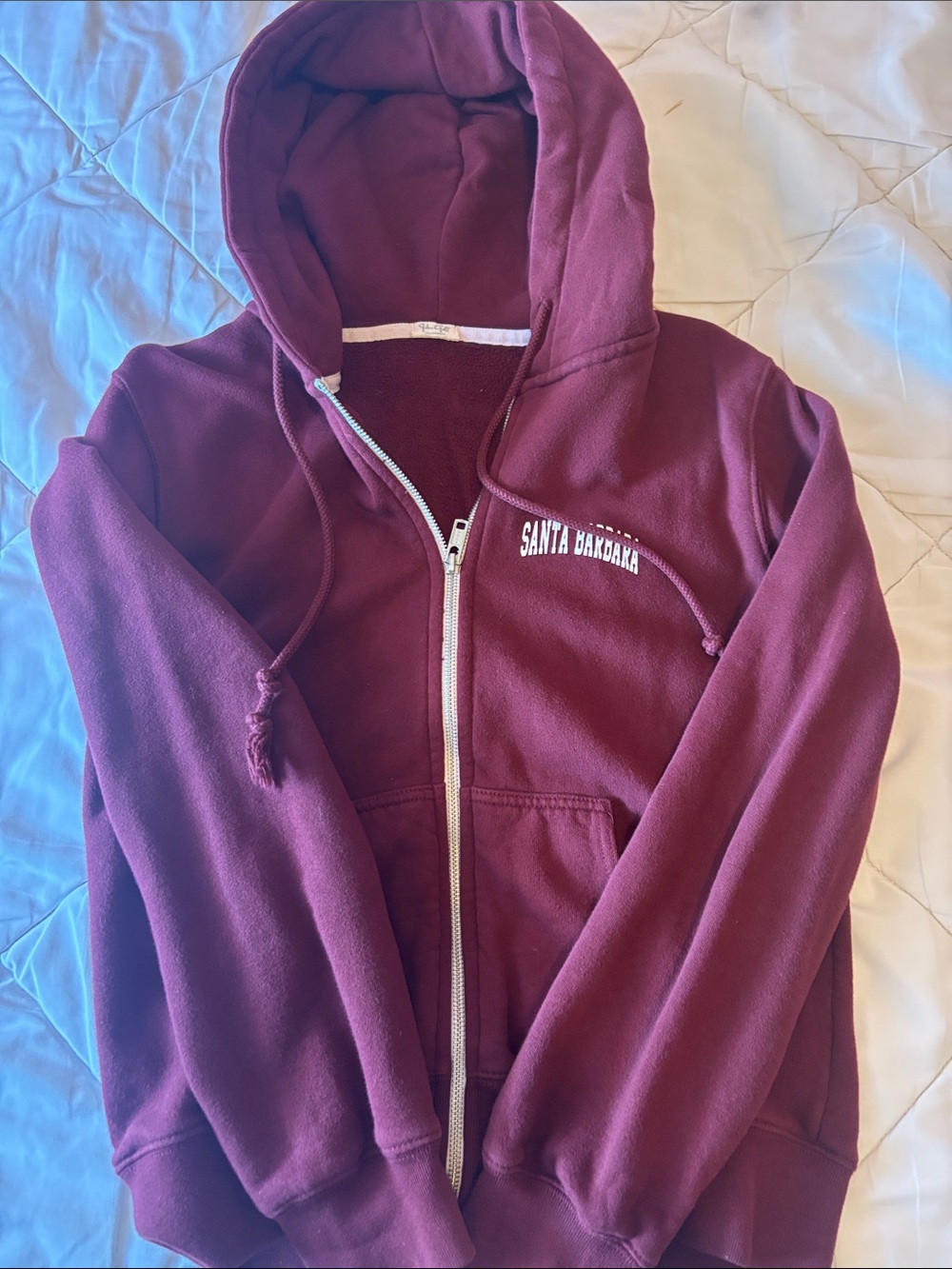 Brandy Melville Burgundy Full-Zip Hoodie with Hood